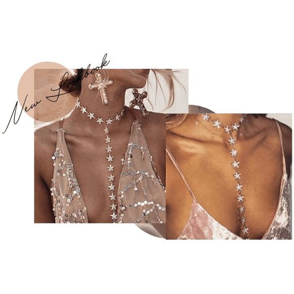 ⭐ Star Drop Spangled Rhinestone Y Lariat Long Necklace NEW - Picture 11 of 17